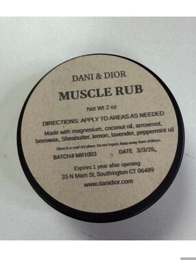 Dani & Dior Magnesium Muscle Rub in Jar Or Tin, 2 OZ